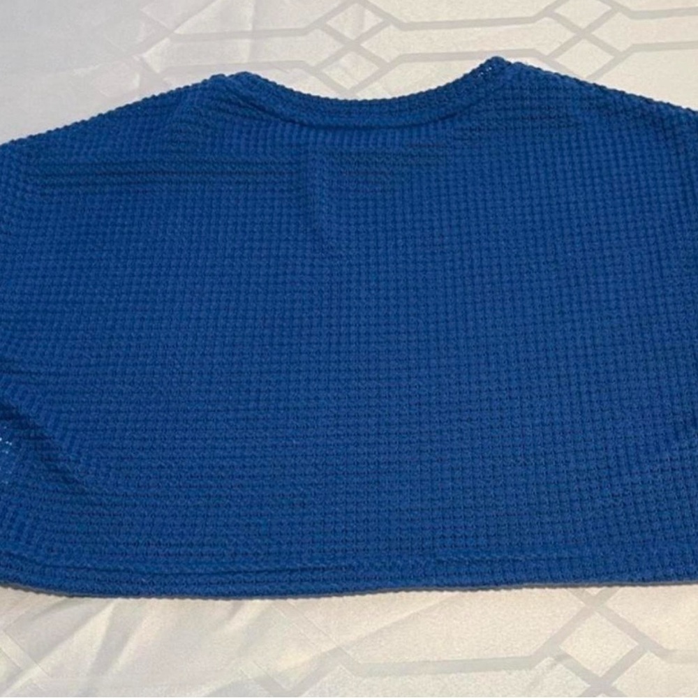🏁Medium Textured cropped Top cobalt blue short sleeve crew neck - Picture 4 of 6